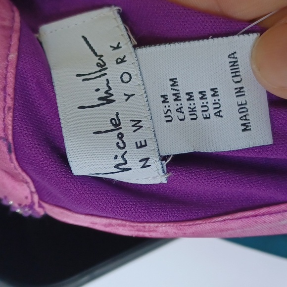 NICOLE MILLER NY Abstract Print Matte Charmuse Maxi Dress Sz M, 19" ptp, 56" lg - Picture 8 of 11